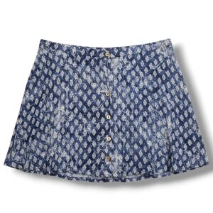 FULL TILT Juniors Blue Batik Print Dobby Crepe Skater Skirt | Size Large | New